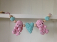 Crochet pattern stroller chain bunnies