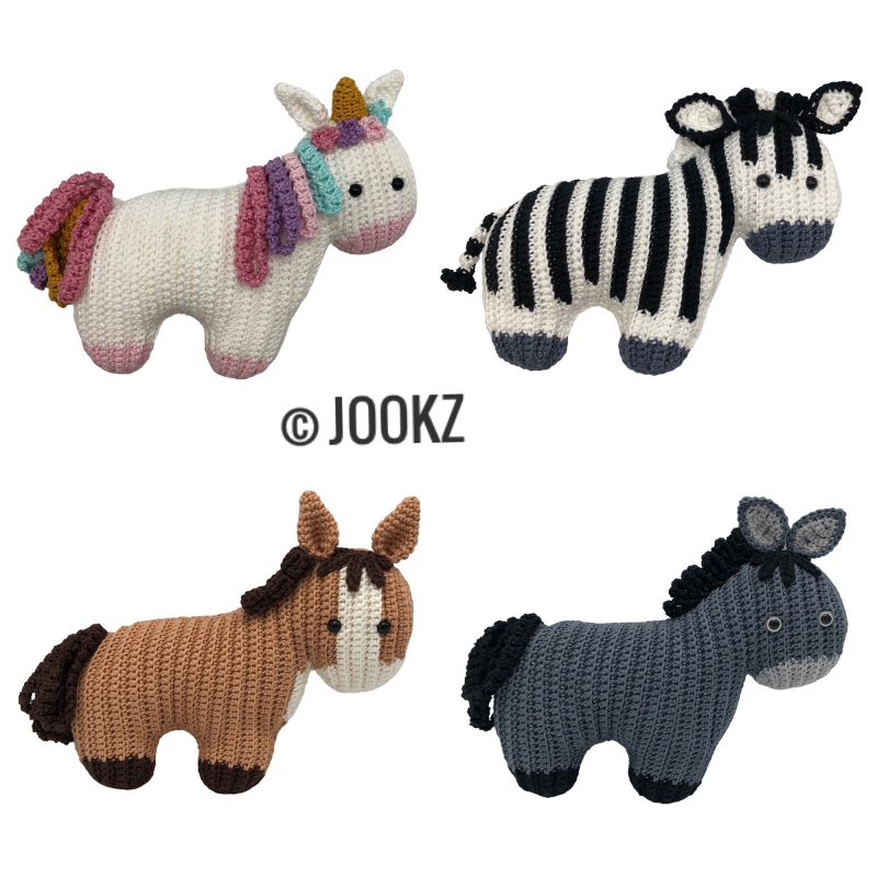 Combi haakpatroon Ribblz paard, ezel, eenhoorn, zebra