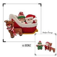 Haakpatroon combi mini ribblz kerstman, kerstelf, rendier en arreslee