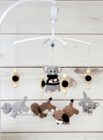 Haakpatroon muziekmobiel hondjes, muisje en poesje