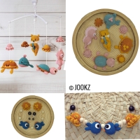 Haakpatroon muziekmobiel en wagenspanner waterdiertjes