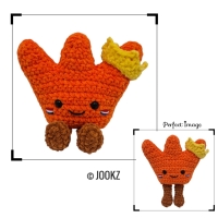 Haakpatroon oranje knuffeltje en broche kroontje