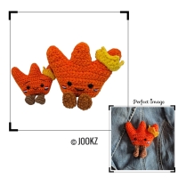 Haakpatroon oranje knuffeltje en broche kroontje