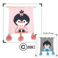 Wandhanger pinguin Roze